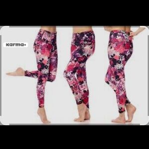 5/25$Karma Floral Leggings - Pink and Black